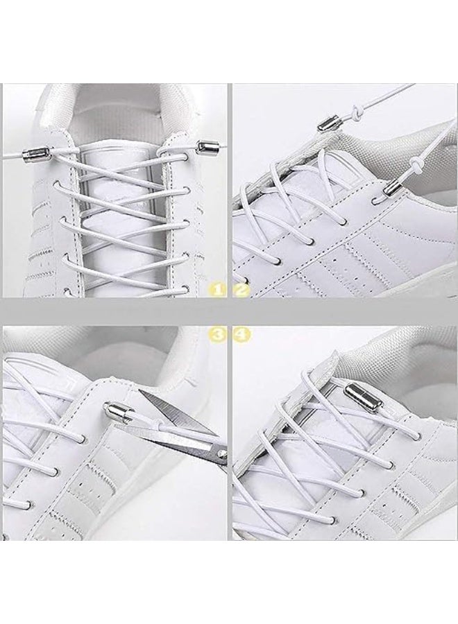 زوج من أربطة الأحذية المرنة الدائرية بقفل معدني لا تحتاج للربط لمن لا يحبون بذل جهد، رباط حذاء أستك سهل الارتداء - كود 2125 - Image 4