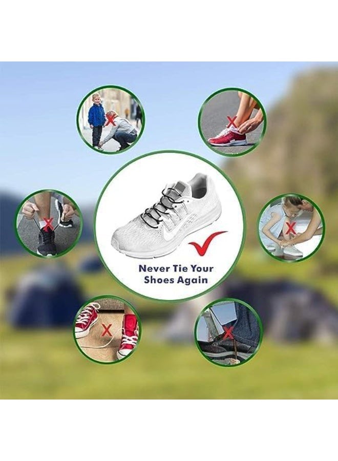 زوج من أربطة الأحذية المرنة الدائرية بقفل معدني لا تحتاج للربط لمن لا يحبون بذل جهد، رباط حذاء أستك سهل الارتداء - كود 2125 - Image 5