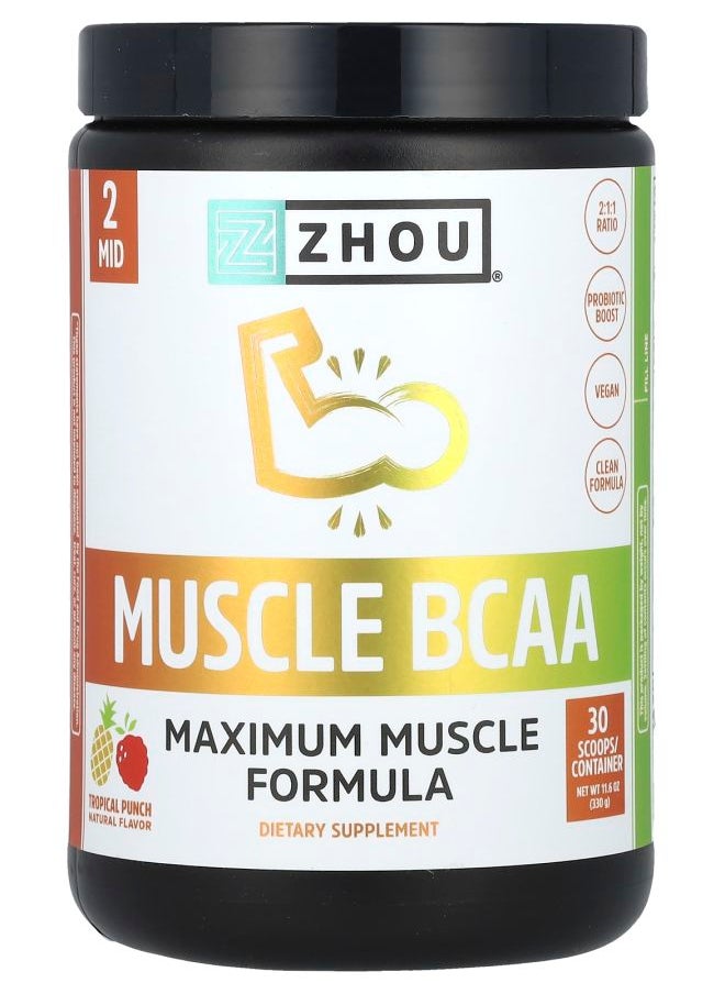 Zhou Nutrition Muscle BCAA Maximum Muscle Formula Tropical Punch 11.6 oz (330 g) 