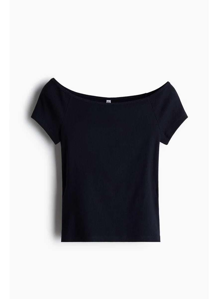اتش اند ام Ribbed Off-The-Shoulder Top