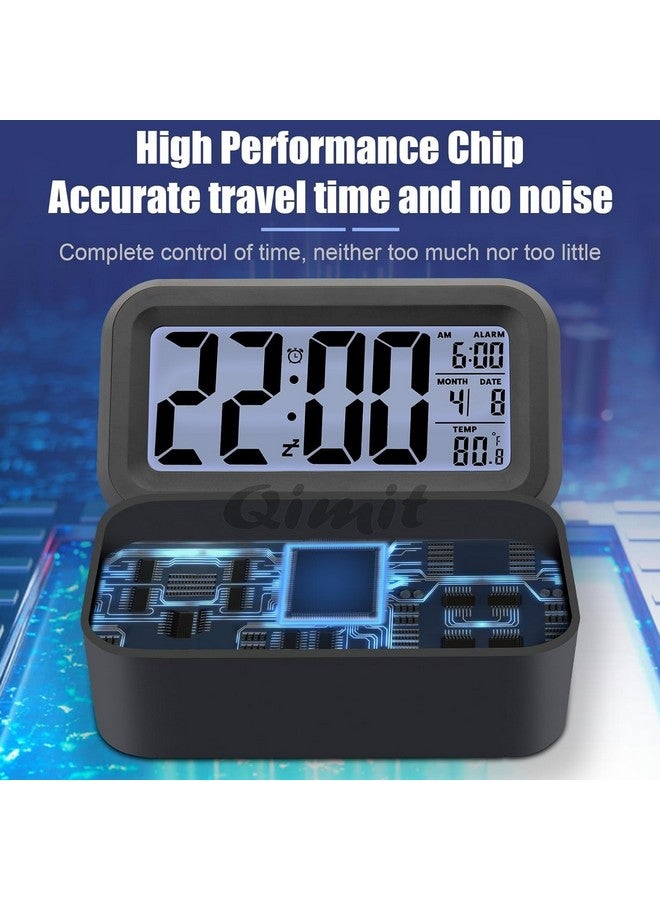 QIMIT Digital Alarm Clock Table Clock for Students, Home, Office, Corporate with Automatic Sensor, Date & Temperature-Black,Plastic, 14W x 8H Centimeters (Black) - Image 5