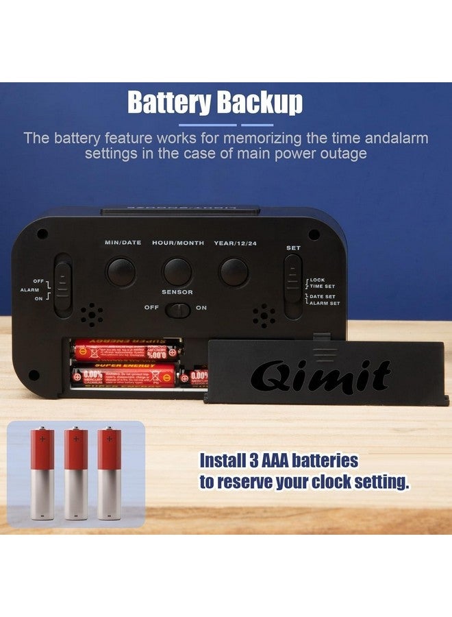 QIMIT Digital Alarm Clock Table Clock for Students, Home, Office, Corporate with Automatic Sensor, Date & Temperature-Black,Plastic, 14W x 8H Centimeters (Black) - Image 4