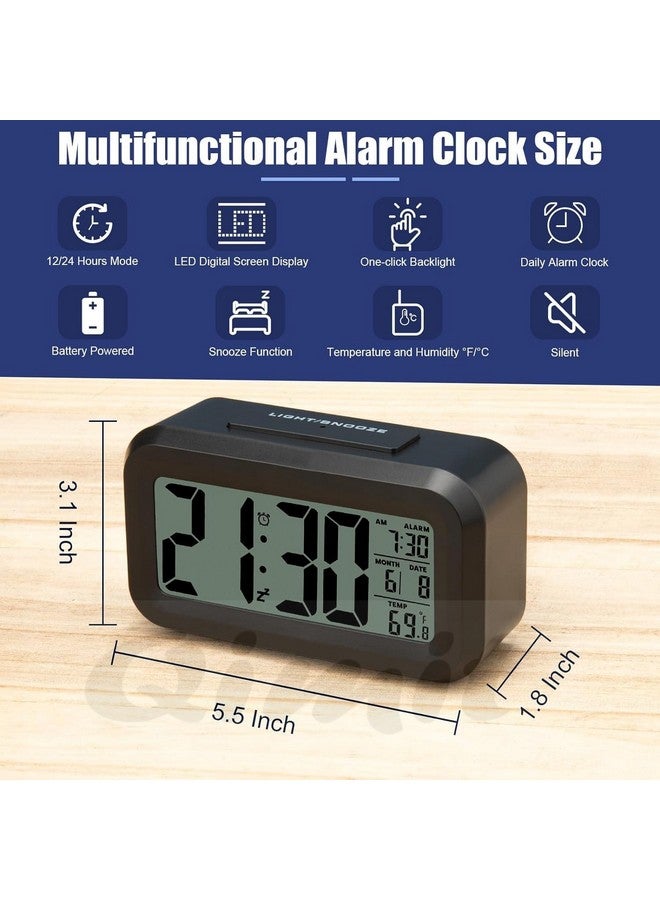 QIMIT Digital Alarm Clock Table Clock for Students, Home, Office, Corporate with Automatic Sensor, Date & Temperature-Black,Plastic, 14W x 8H Centimeters (Black) - Image 2
