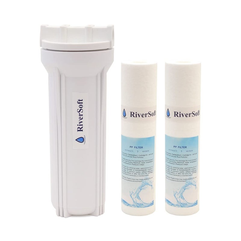 RiverSoft PreRO-10 RO prefilter housing Assembly for high Pressure with Spare Spun Cartridge| Compatible with All RO Water Purifier (White, PP) - Image 5