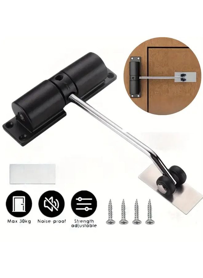 Black Heavy Duty Automatic Door Closer Manual Power Free Easy Install Non Slowing Mechanism - Image 3