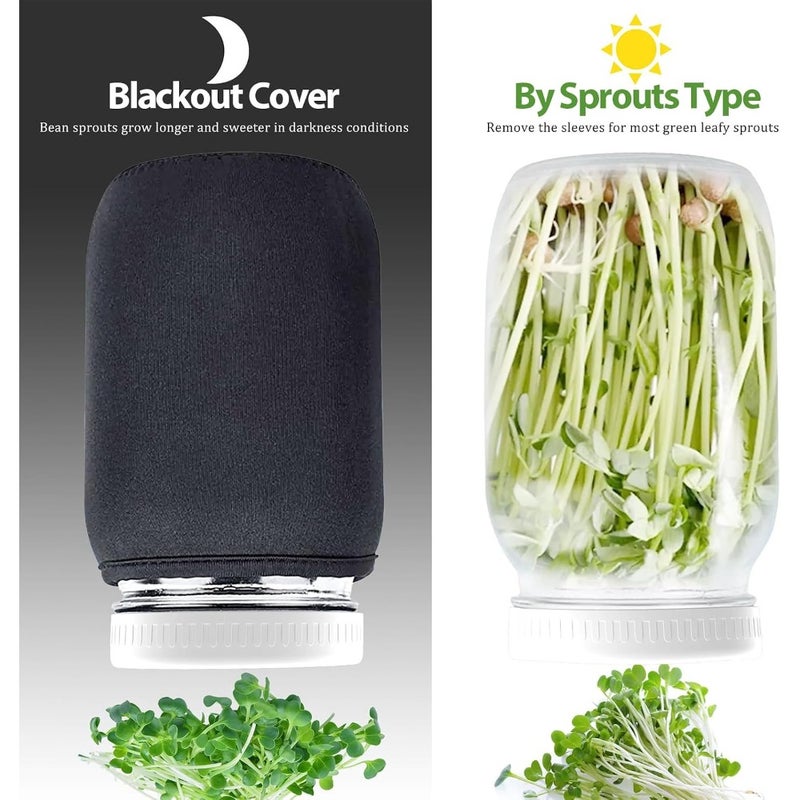 Sprouting Jars Complete Seed Sprouting Kit with 2 Large Jars, Sprout Lids, Blackout Sleeves, Drain Tray Stainless Steel Stand For Bean, Broccoli, Alfalfa Home Kitchen Use - Image 3