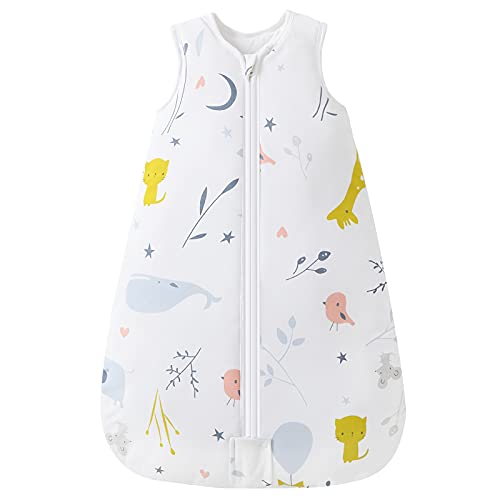 Mosebears Sleep Sack Baby Winter Wearable Blanket with 2-Way Zipper,2.5 TOG Cotton Sleep Sack Unisex (White Animal, 6-12 Months) - Image 1
