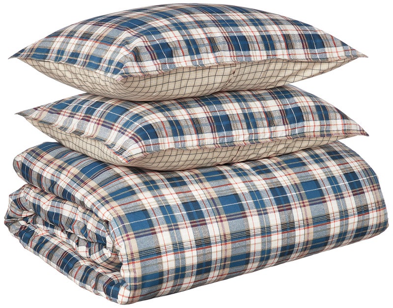 Eddie Bauer Eddie Bauer  Queen Comforter Set Reversible Cotton Bedding with Matching Shams Home Decor for All Seasons Port Gamble Blue Queen