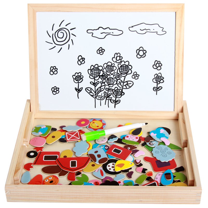 Best Selling Children'S Magnetic Puzzle Double-Sided Jigsaw Drawing Board Baby Children'S Early Education And Intelligence Toys Manufacturers - Image 4