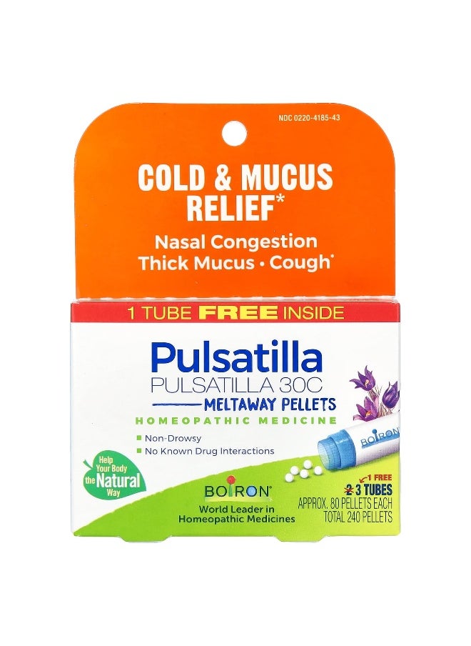 Boiron Boiron, Pulsatilla, Meltaway Pellets, 30C, 3 Tubes, 80 Pellets Each  - Image 1