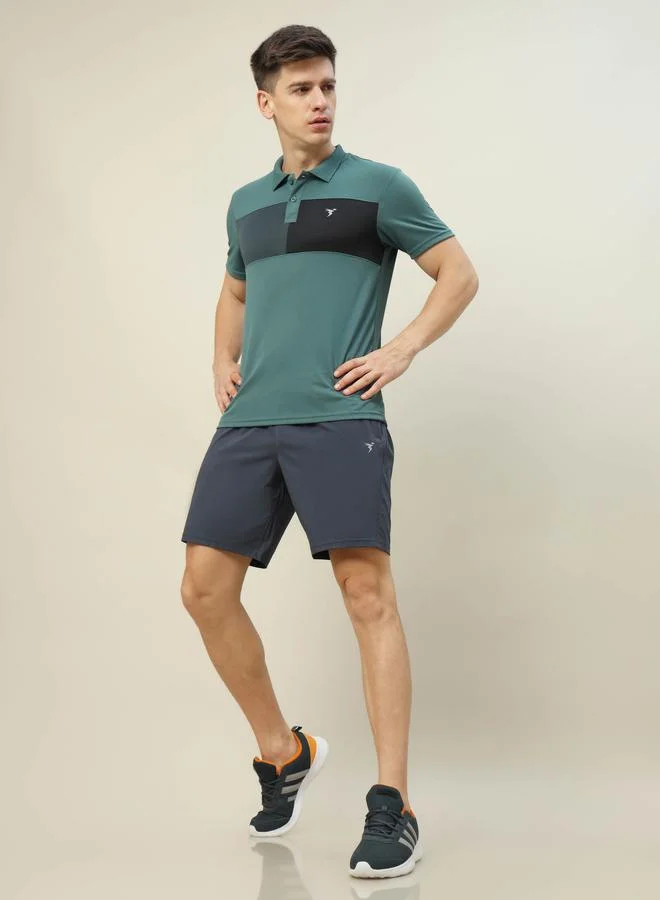 Technosport Technosport Men Plain Charcoal Shorts with Zip Pocket