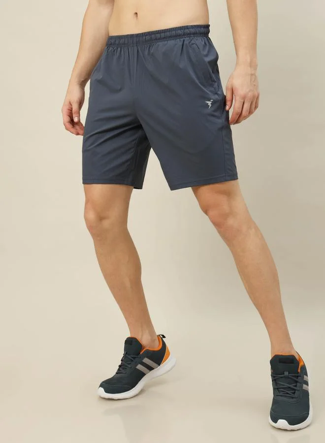 Technosport Technosport Men Plain Charcoal Shorts with Zip Pocket