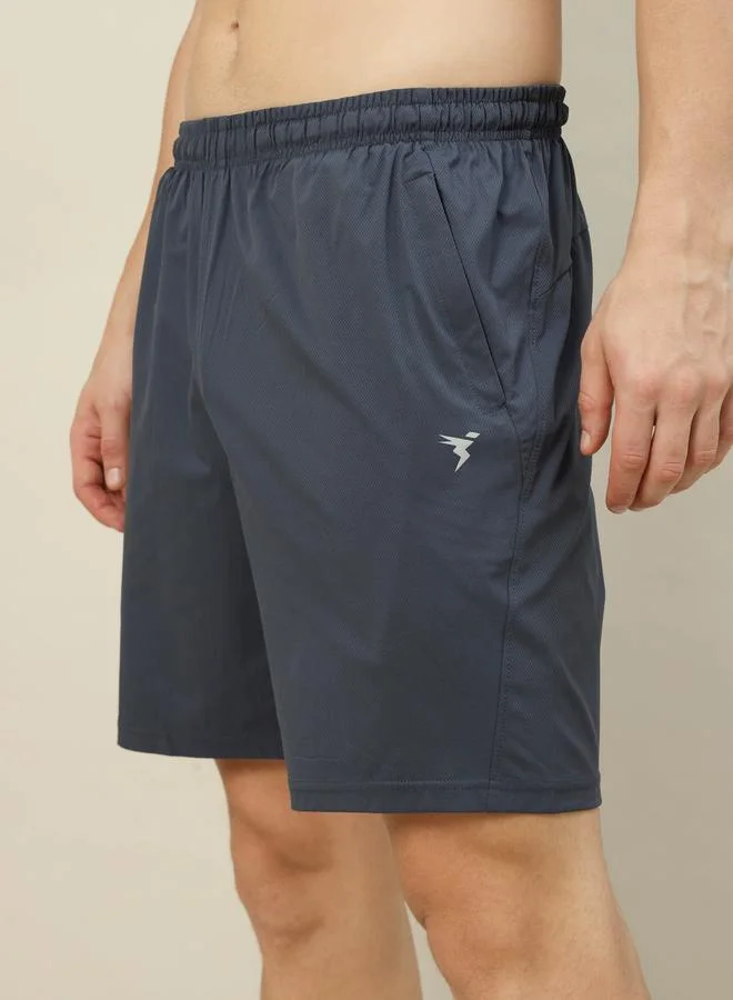Technosport Technosport Men Plain Charcoal Shorts with Zip Pocket