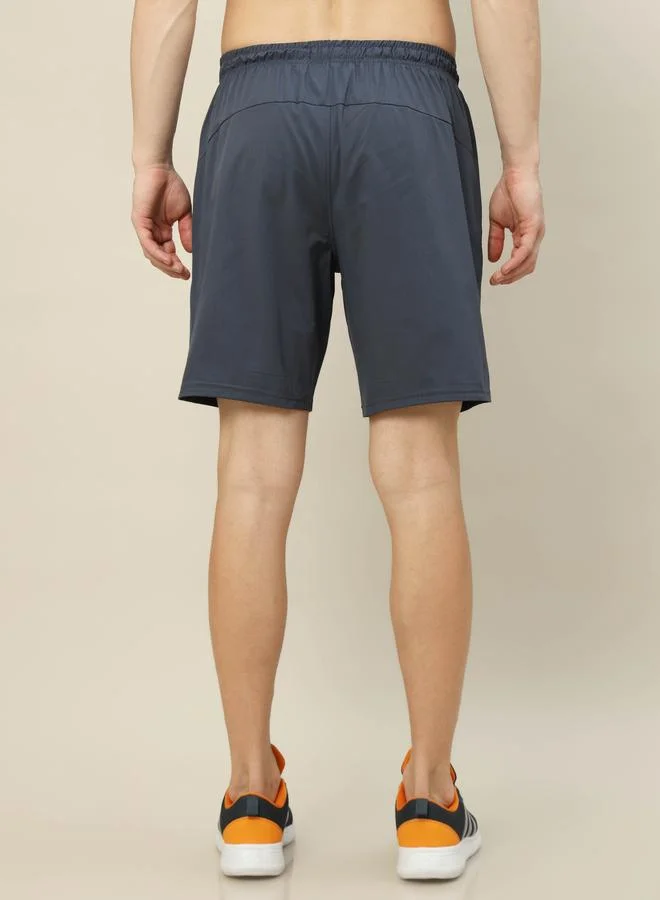 Technosport Technosport Men Plain Charcoal Shorts with Zip Pocket