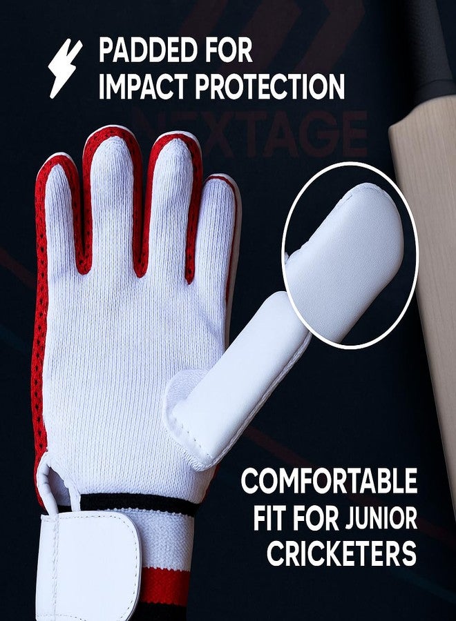 Nextage Cricket Batting Gloves for Boys - Youth Junior Kids 8 to 12 Years Old Age, Cotton Padded Breathable, Impact Resistant Safety for Young Cricketers, Comfortable Protective Gloves for Teenagers - Image 3