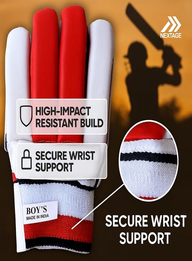 Nextage Cricket Batting Gloves for Boys - Youth Junior Kids 8 to 12 Years Old Age, Cotton Padded Breathable, Impact Resistant Safety for Young Cricketers, Comfortable Protective Gloves for Teenagers - Image 4