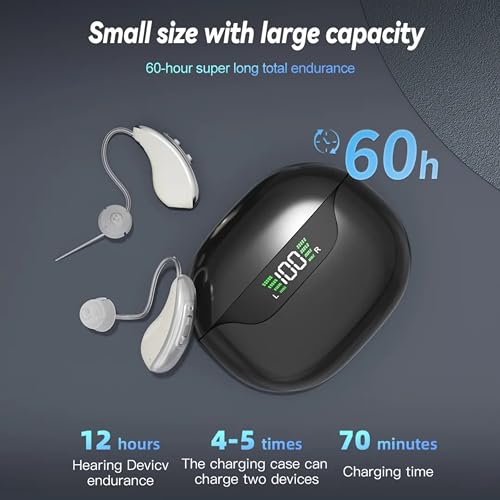 Aika Digital BTE Hearing Aid – Rechargeable, Noise Reduction, Super Clear Sound, 3 Modes, Digital Display Case, Compact & Lightweight (White-Black) - Image 3