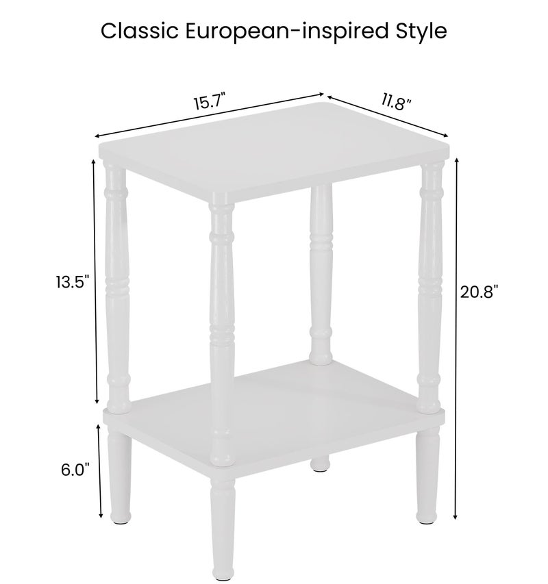 LUCKNOCK Small Side Table for Small Spaces, Vintage End Table, Narrow Couch Side Table with Storage, Skinny Nightstand Bedside Table for Bedroom, Living Room, Farmhouse, No-Tool Assembly. (White) - Image 3