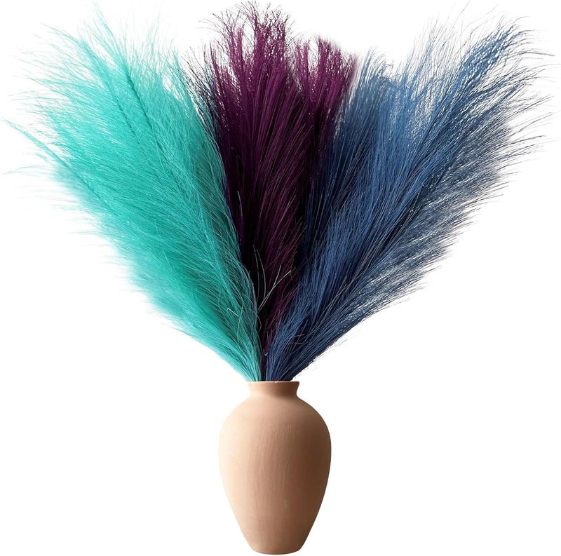 EVODIS Pampas Grass Decor, Fluffy Faux Pampas Grass 6 Stem 18"/45cm Pompous Grass Small Flower Arrangement and Vase Filler for Boho Home Wedding Decoration - Image 2