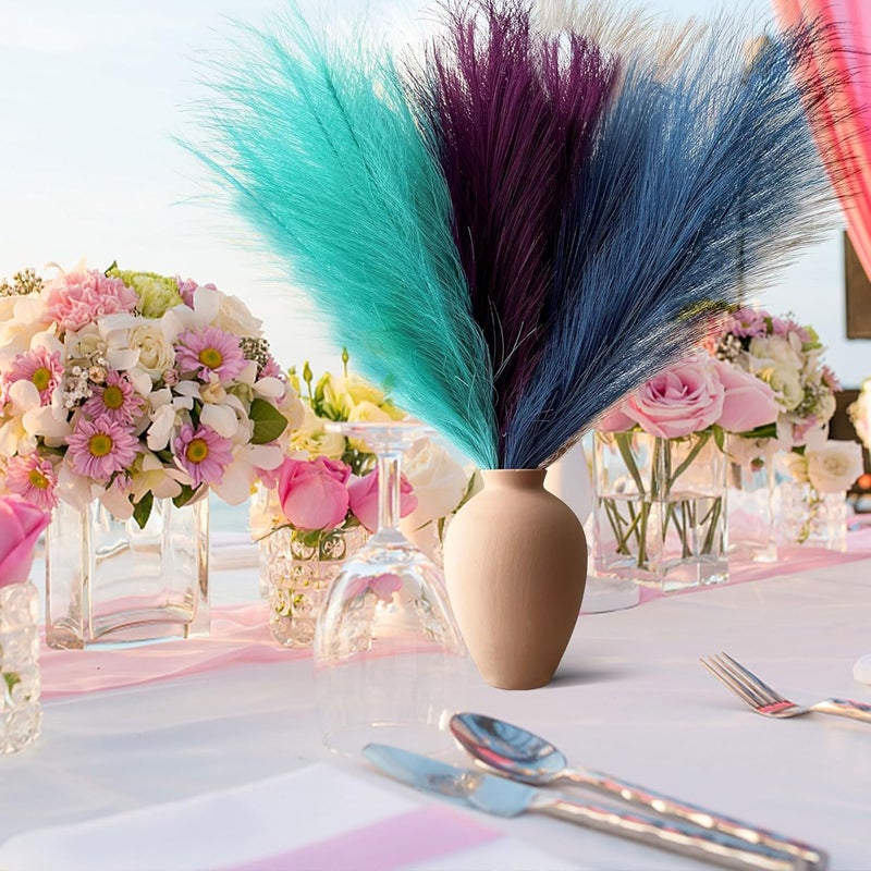 EVODIS Pampas Grass Decor, Fluffy Faux Pampas Grass 6 Stem 18"/45cm Pompous Grass Small Flower Arrangement and Vase Filler for Boho Home Wedding Decoration - Image 5