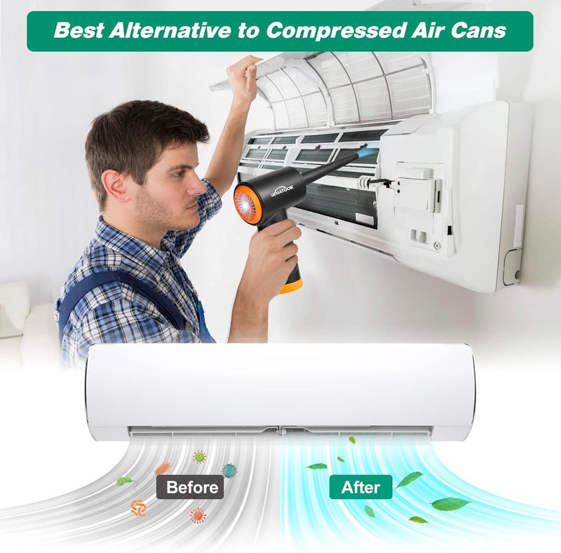 WHATOOK Compressed Air Blower, Powerful Electric Dusters, Compressed Air Duster, 6000mAh Battery Electric Air Duster for PC Duster for Cleaning PC, Home for Pets Low wear optimized design - Image 4