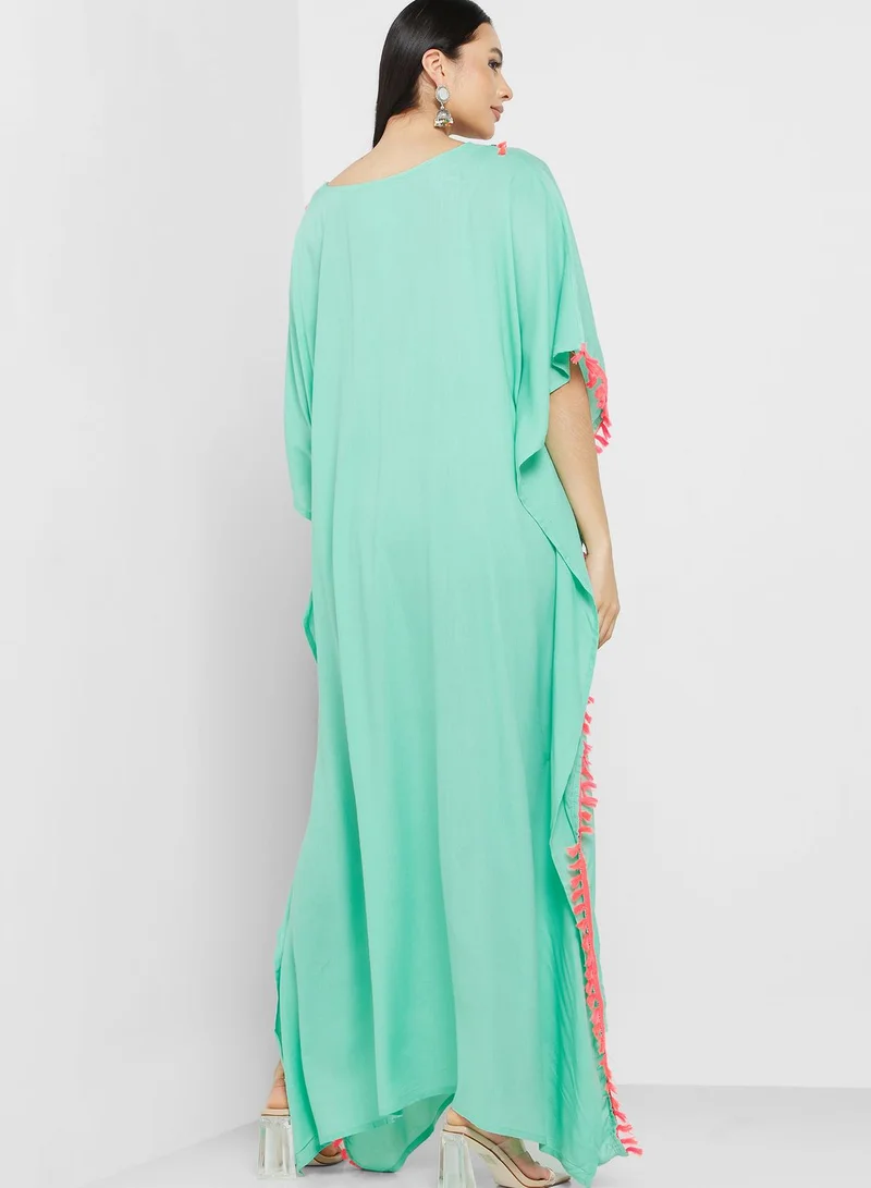 ARABIAN CLOSET Embroidered Flared Sleeve Kaftan