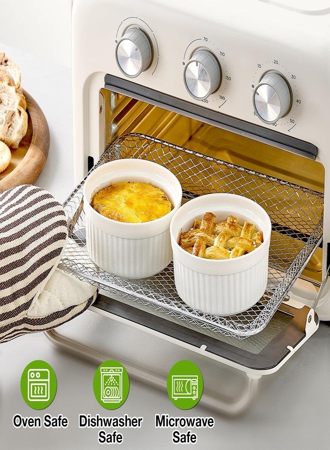 Mfacoy Ramekins with Lids Set of 6, 8 oz Porcelain Creme Brulee Souffle Ramekins with Covers, White Pudding Custard Cups Ramiken for Baking, Small Bowls for Sauces Dessert, Dishwasher and Oven Safe - Image 3
