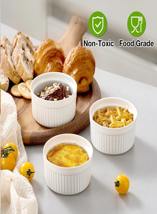 Mfacoy Ramekins with Lids Set of 6, 8 oz Porcelain Creme Brulee Souffle Ramekins with Covers, White Pudding Custard Cups Ramiken for Baking, Small Bowls for Sauces Dessert, Dishwasher and Oven Safe - Image 4