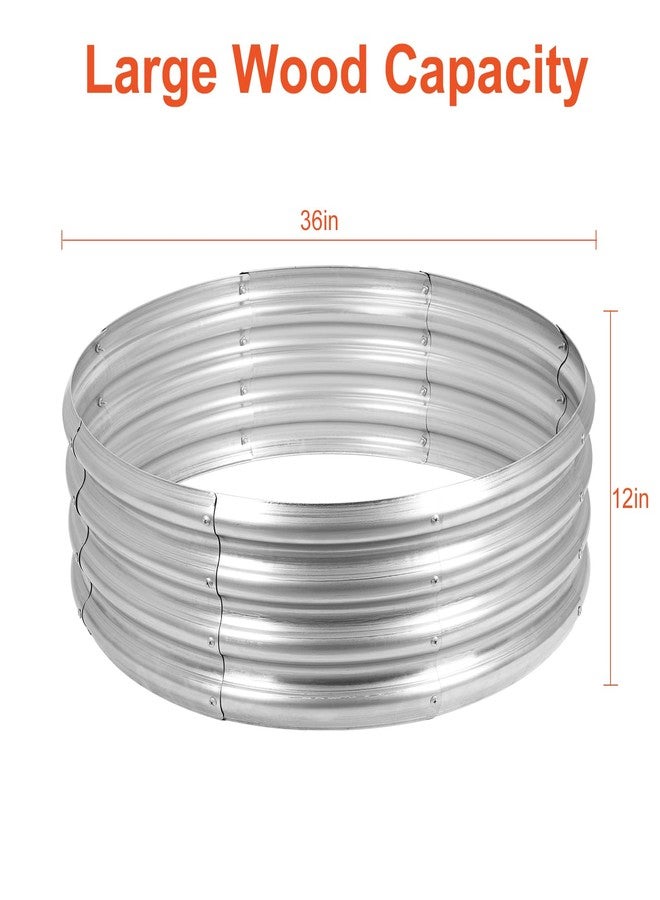 OUSHENG Galvanized Fire Pit Ring for Outside Wood Burning, Metal Firepit Liner for Above Ground Outdoor Camping Beach Backyard Park - Image 2