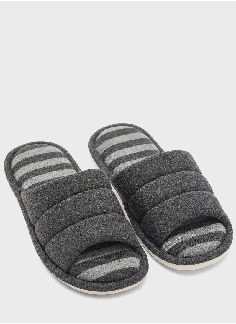 Seventy Five Striped Soft Bedroom Slippers