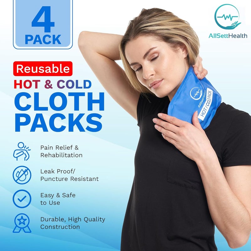 AllSett Health أكياس جيل ثلج قابلة لإعادة الاستخدام للحرارة والبرودة للإصابات 105 × 5 بوصة 4 عبوات - Image 2