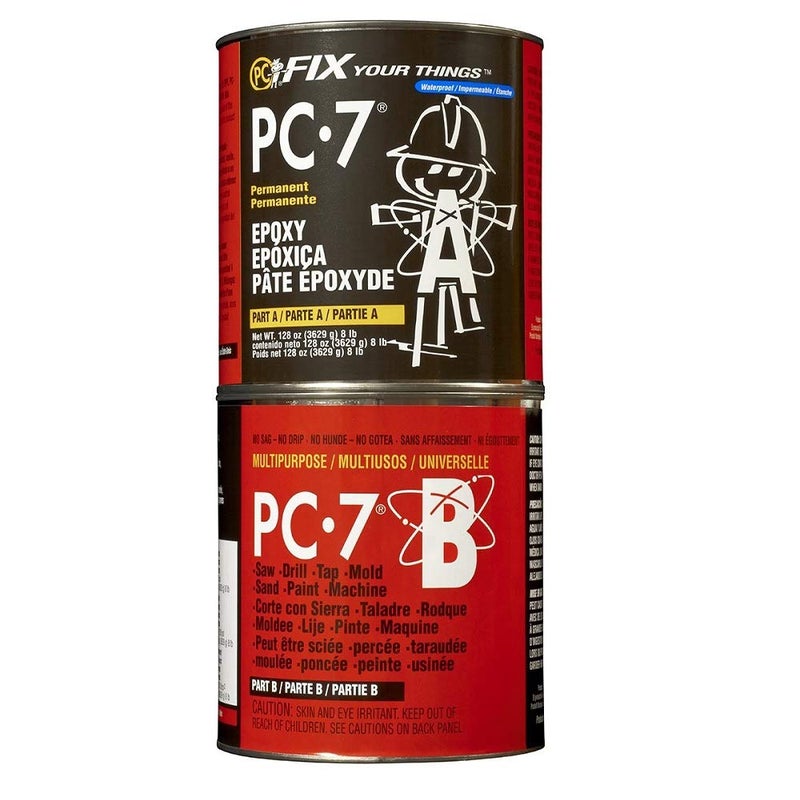 PC Products معجون لاصق إيبوكسي PC-7 من PC Products، ذو جزئين، ثقيل الوزن، 8 رطل في علبتين، رمادي فحمي 128770 - Image 1