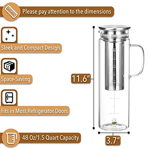 Brew To A Tea BTaT- Cold Brew Coffee Maker, 1.5 Quart,48 oz Iced Coffee Maker, Iced Tea Maker, Airtight Cold Brew Pitcher, Coffee Accessories, Cold Brew System, Cold Tea Brewing, Coffee Gift - Image 3