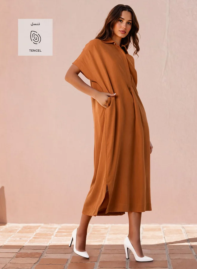 Splash FAV Relaxed Fit Shirt Dress with Pockets and Slits