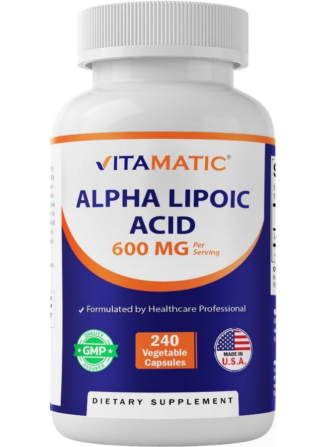 Vitamatic Alpha Lipoic Acid (ALA) 600mg Per Serving - 240 Vegetable Capsules - 120 Servings - Non-GMO & Gluten Free - Image 1