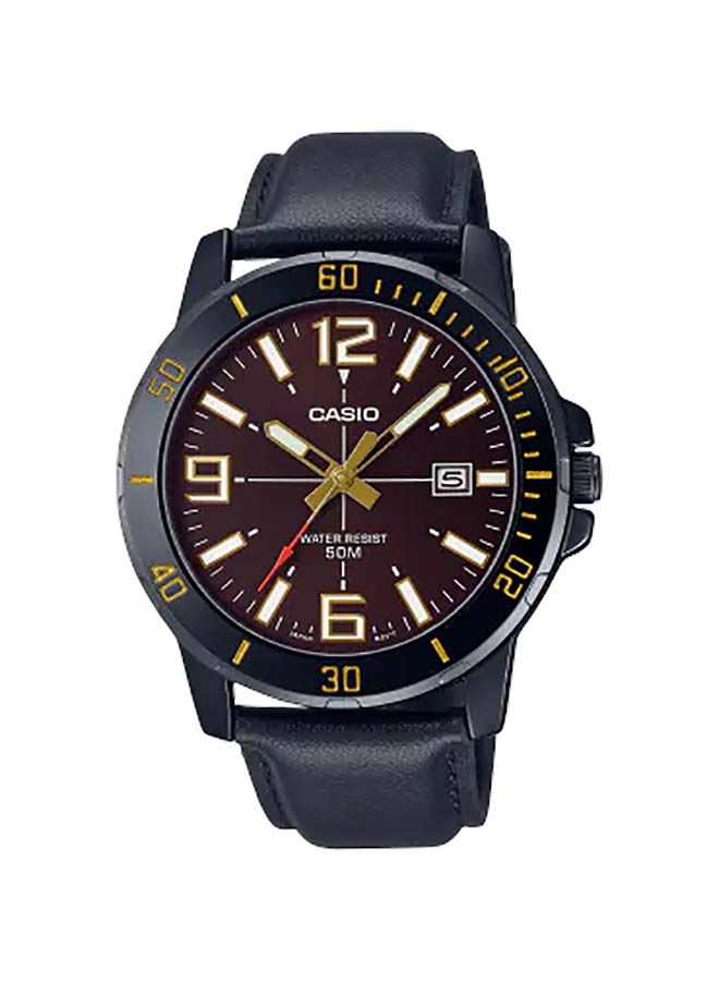 CASIO ساعة يد جلدية تناظرية MTP-VD01BL-5BVUDF