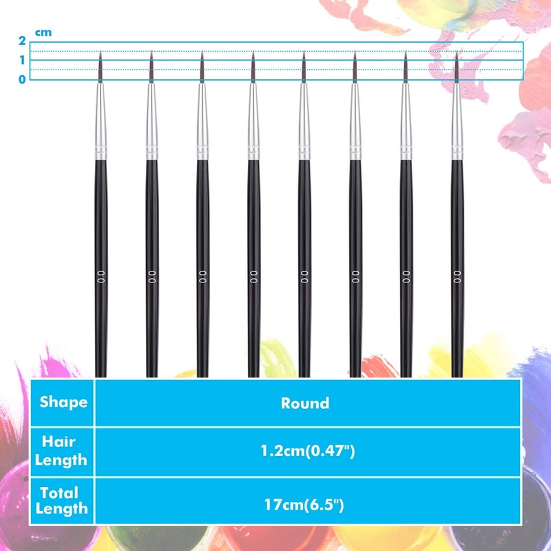 anezus Miniature Detail Paint Brushes, Anezus 30 Pcs Paintbrushes Small Watercolor Artists Paint Brushes for Acrylics Oil Model Craft Nail Detail Painting, Size 00 - Image 3