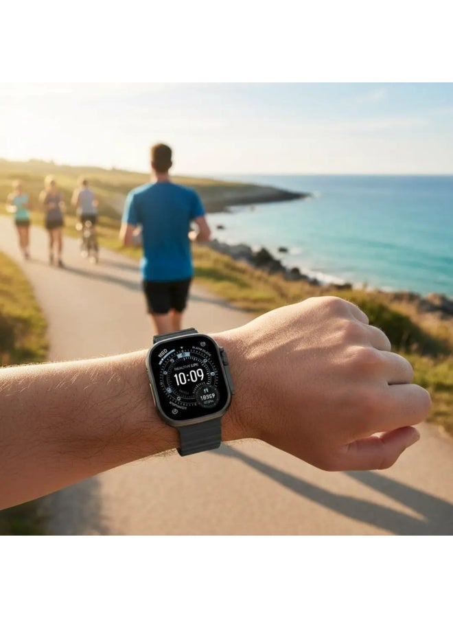 GREEN LION Communicate 49mm Ultra Smartwatch, 2.04” AMOLED Display, 350mAh Battery, 2–3 Days Use, 10-Day Standby, Bluetooth 5.4, 1GB Flash, 3ATM Waterproof, Wireless Charging, Double Tap, Dynamic Island, Always-On Display, 500+ Watch Faces-Black - Image 2