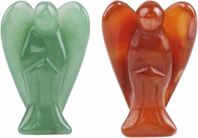 Rockcloud Healing Crystal Gemstone Carved Pocket Guardian Angel Figurines 1.5 inch