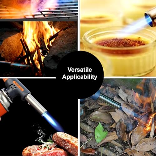HACER Automatic Camping Blowtorch with Butane Gas Canister Welding Fire Gun Multi-Functional Handheld Soldering Torch Adjustable Flame Kitchen Lighter for Welding Resin Art Baking - Image 5