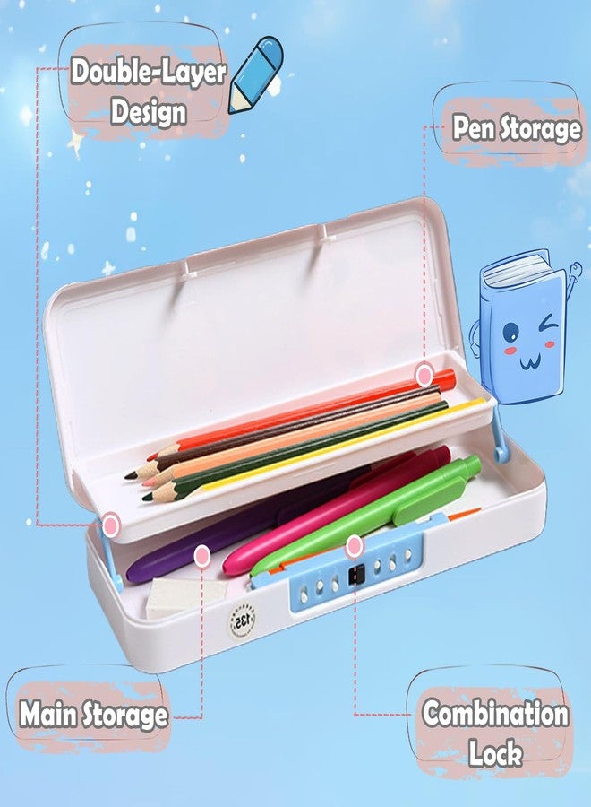 Ristpal Pencil Box, Hard Pencil Case with Lock, Stackable Storage Case for Gel Pen Pencils Case, Large Capacity School Supply Storage Organizer - Image 3