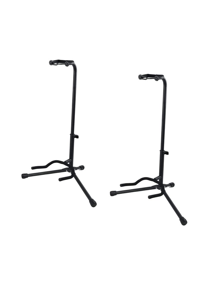 Megarya Adjustable Guitar Stand; Holds Single Electric or Acoustic Guitar (Two-Pack, Black) - Image 1