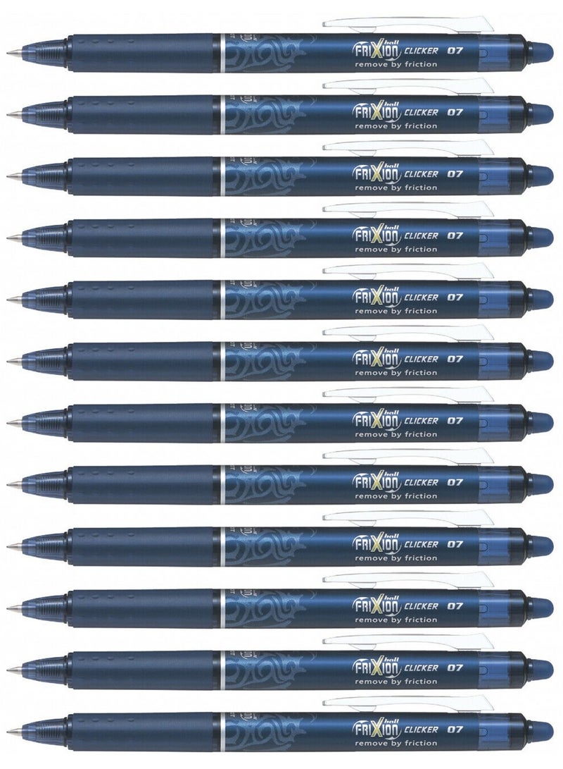 PILOT 12-Piece Frixion Clicker Erasable Ball Pen 0.7mm Tip Blue Black Ink - Image 1