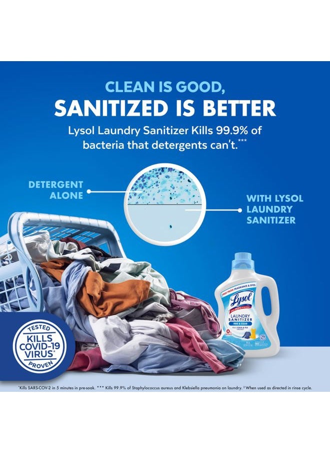 Lysol Laundry Sanitizer Additive, Free & Clear, Free from Fragrance and Dyes, 0% Bleach Laundry Sanitizer, Bacteria-causing Laundry Odor Eliminator, Unscented, 90 Fl Oz (Pack of 1) - Package May Vary  - Image 4