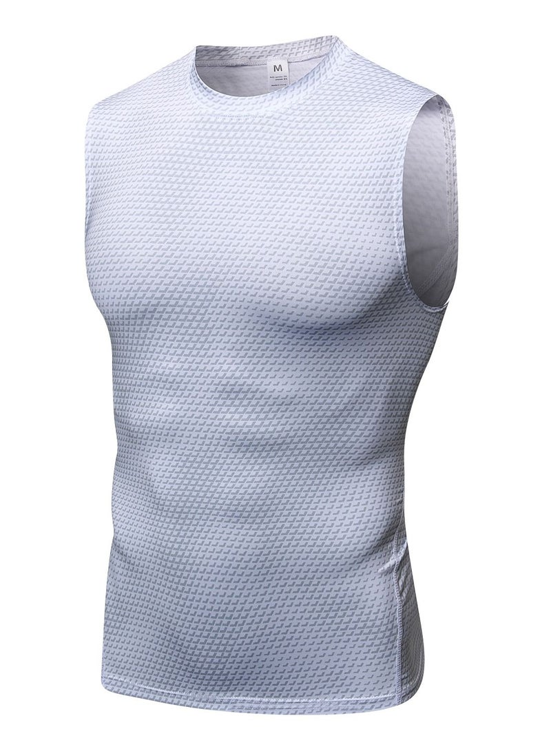 NIBEMINENT Men Quick Dry Breathable Elastic Sleeveless Shirt White - Image 1