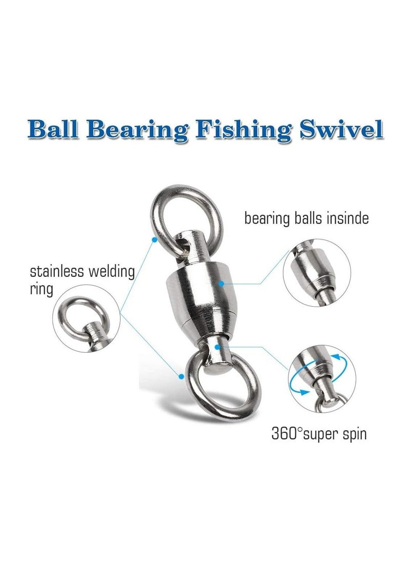 SYOSI Ball Bearing Swivels Connector, 50 Pcs High Strength Stainless Steel Solid Welded Rings Barrel Swivels Saltwater Freshwater Fishing, Fishing Accessories  - Image 3