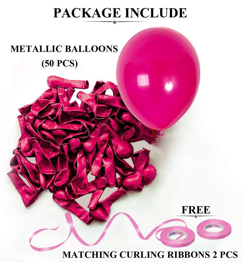 AMFIN® (Pack of 50) 10 inch Metallic Balloons Pink for Birthday Decoration, Decoration for Weddings, Engagement, Anniversary - Dark Pink - Image 3