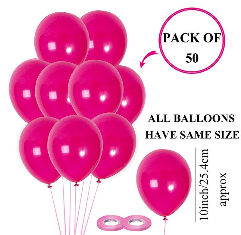 AMFIN® (Pack of 50) 10 inch Metallic Balloons Pink for Birthday Decoration, Decoration for Weddings, Engagement, Anniversary - Dark Pink - Image 4