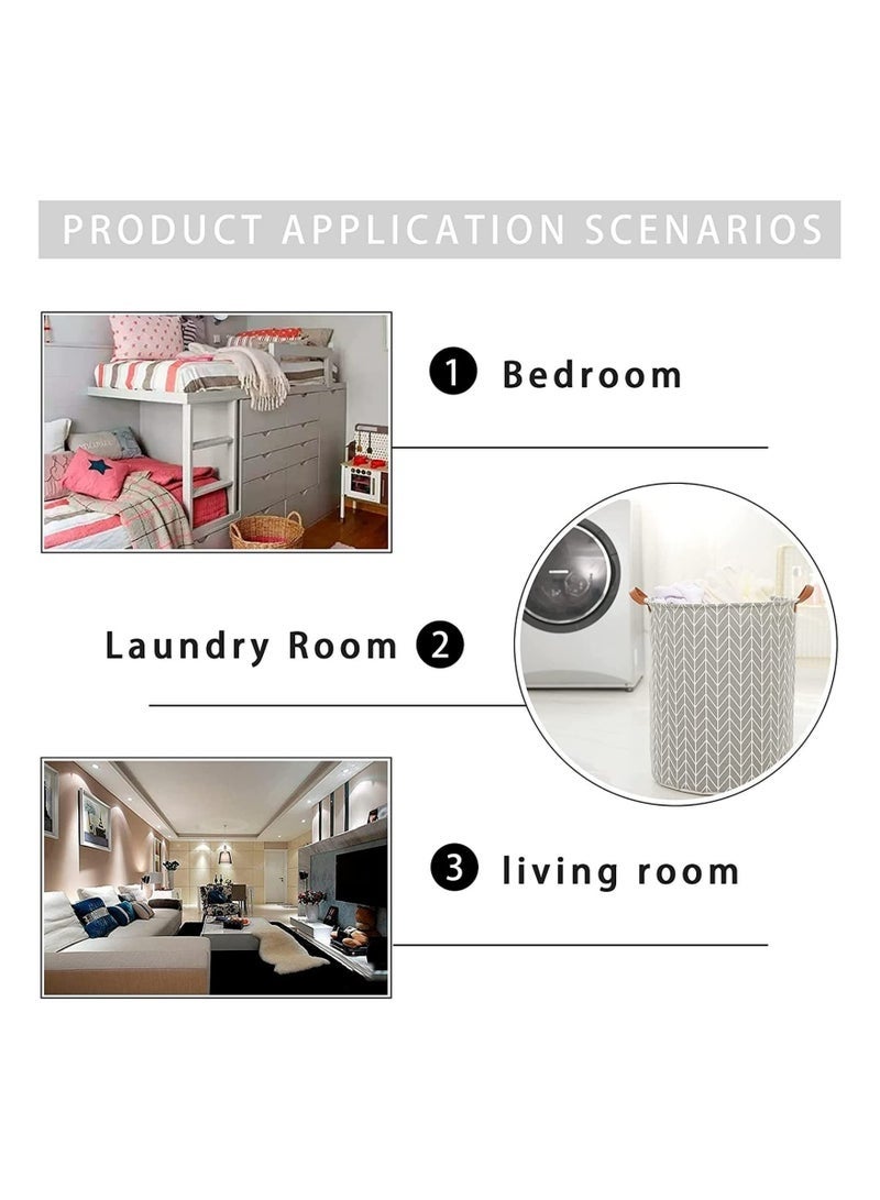 Bukela 2 Pack Waterproof Laundry Baskets, 65 L Collapsible Bag Organizer Basket, Storage Hamper for Clothes Toys Dirty Clothes Bedroom Grey - Image 4