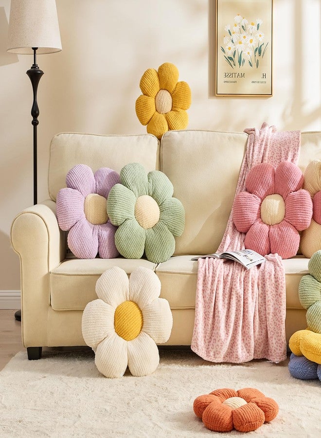 XIAIJIA 3 Pcs Flower Pillow Flower Shaped Pillow Cushion Decorative Daisy Pillow for Bed Cute Throw Pillow Flower Floor Pillow Soft Seat Cushion Flower Cushion 15.7" - Image 2